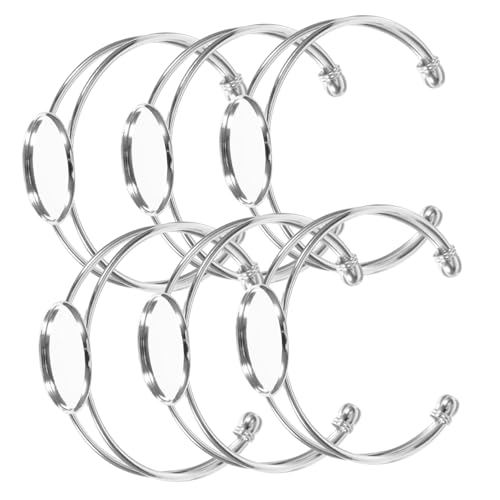 VERDANVERSE 6 Stück Runde Kupfer Y Förmige Verstellbare Armband Basisschalen Silberfarben für DIY Schmuckherstellung mit Ovalanhänger und Langlebigem Metallmaterial von VERDANVERSE