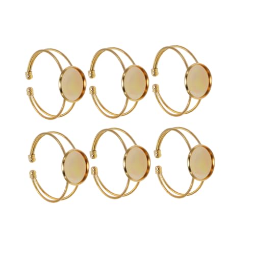 VERDANVERSE 6 Stück Runde Kupfer Y Form Armbandrohlinge für DIY Schmuckherstellung Verstellbare Cabochon Lünette Goldfarbene Basis für Anhänger und Personalisierte Armbänder von VERDANVERSE