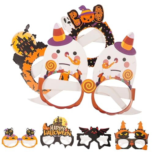 VERDANVERSE 6 Stück Teiliges Halloween Papierbrillen mit Kürbis Fledermaus und Geist Motiven Leichte Partybrille für Damen und Herren Lustiges Kostümzubehör für Halloween Fest und Cosplay von VERDANVERSE