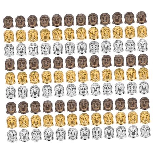 VERDANVERSE 60 Stück Buddha Kopf Perlen Doppelseitig mit Tibetische Legierung Charms für Diy Schmuckherstellung Armbänder Schlüsselanhänger Bastelset Silber Gold Bronze von VERDANVERSE