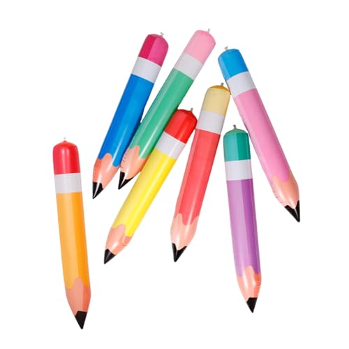 VERDANVERSE 7 Stück Teiliges PVC Aufblasbare Bleistifte Riesige Bleistift Dekoration für Klassenzimmer und Partys Rückkehr zur Schule Deko in Orange Gelb Blau Grün und Rot von VERDANVERSE