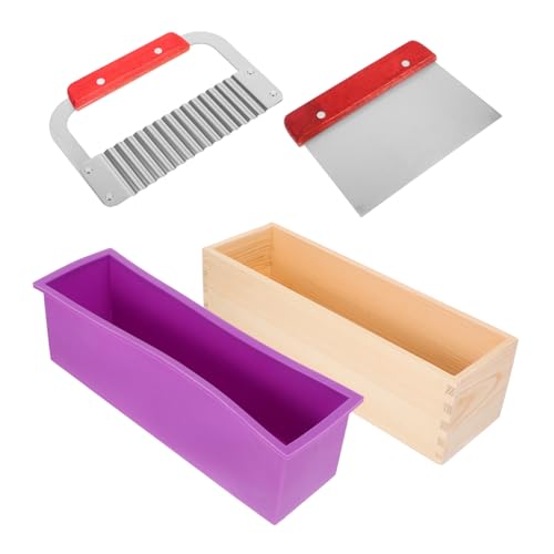 VERDANVERSE Flexibles Silikon Seifenform Teilig Rechteckige Loaf Soap Molds DIY Seifenherstellung Handgemacht Kreativ mit Holzbox für Seifenblock Gießen und Basteln von VERDANVERSE