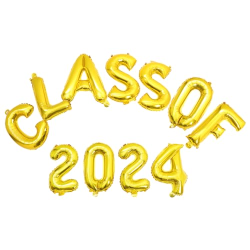 VERDANVERSE Folienballons zur Abschlussfeier Goldene Class Of Dekoration für Graduation Party Wiederverwendbare Luftballons für Kreative Raumgestaltung von VERDANVERSE