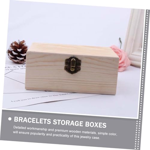VERDANVERSE Holz Schmuckschatulle Rechteckig mit Frontverschluss Staubschutz Schmuckorganizer Geräumige Schmuckbox für Ringe Ohrringe Ketten DIY Oberfläche Personalisierbar Geschenkidee für von VERDANVERSE