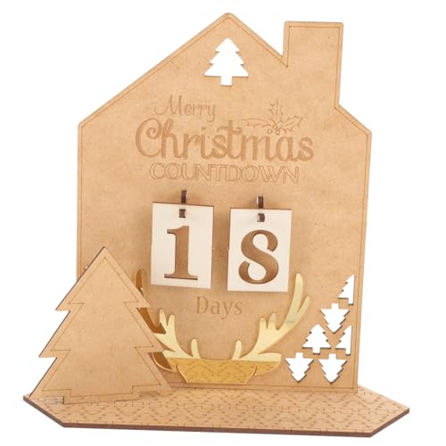 VERDANVERSE Holzhaus Weihnachtskalender Desktop Holz Adventskalender zum Manuellen Einstellen Langlebige Weihnachtsdeko Basteln Festliche Tischdekoration Geschenkidee von VERDANVERSE