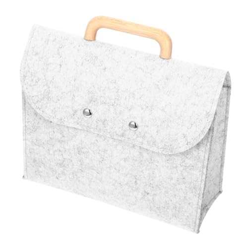 VERDANVERSE Minimalistische Filztasche mit Holzgriff Große Dokumententasche für Büro und Business Praktischer Tragbarer Aktenordner mit Stilvollem Design für Laptop und Wichtige Unterlagen von VERDANVERSE