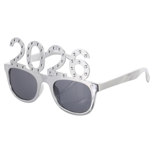 VERDANVERSE Partybrille Silber mit Funkelnden Zahlen Ausgefallene Kostümbrille für Silvester Abschlussfeier und Partyfotos Witziges Accessoire für Gruppenevents und Festliche Anlässe von VERDANVERSE