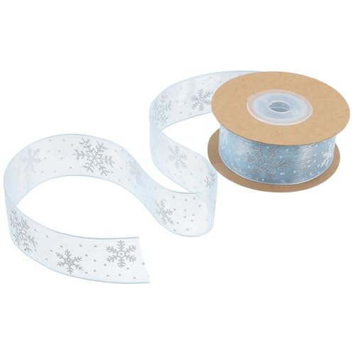 VERDANVERSE Schneeflocken chiffonband mit Silberner Prägung Weiches Strapazierfähiges Geschenkband für Weihnachtsdeko Geschenkverpackung Festliche Winterdekoration von VERDANVERSE