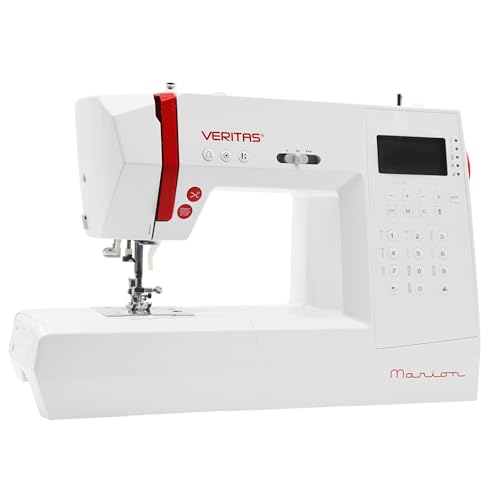 VERITAS Nähmaschine Marion I Computer-Nähmaschine I 310 Programme inkl. Speicherfunktion I Stiche spiegeln I Auto-Fadenspannung & Einfädelhilfe I Fadenabschneider I LCD-Display & LED-Nählicht (weiß) von VERITAS
