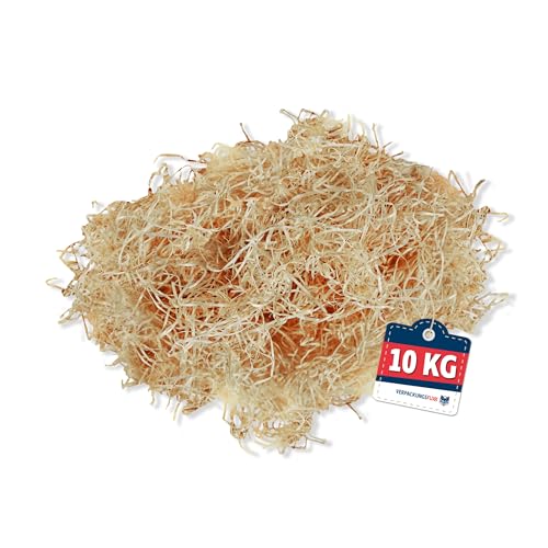 Holzwolle 10 kg - Polstermaterial & Füllmaterial für Pakete | Naturbelassen & Staubarm | Alternative zu Verpackungschips | unbehandelte Kiefernholzwolle Holzwolle 10 kg - Polstermaterial & Füllmaterial für Pakete | Naturbelassen & Staubarm | Alternative zu Verpackungschips | unbehandelte Kiefernholzwolle von VERPACKUNGSFUXX