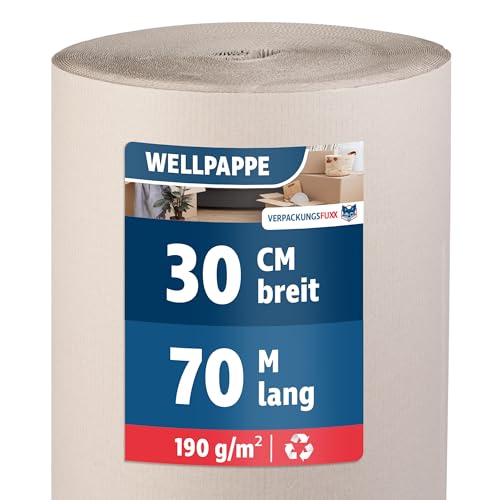 Rollenwellpappe 30 cm x 70 m | Wellpappen Rolle für Versand & Lagerung | Vielseitig einsetzbar | Umweltfreundliches & recyclebares Verpackungsmaterial Rollenwellpappe 30 cm x 70 m | Wellpappen Rolle für Versand & Lagerung | Vielseitig einsetzbar | Umweltfreundliches & recyclebares Verpackungsmaterial von VERPACKUNGSFUXX