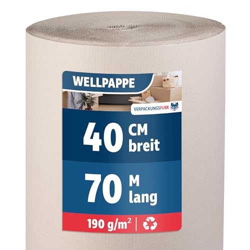Rollenwellpappe 40 cm x 70 m | Wellpappen Rolle für Versand & Lagerung | Vielseitig einsetzbar | Umweltfreundliches & recyclebares Verpackungsmaterial Rollenwellpappe 40 cm x 70 m | Wellpappen Rolle für Versand & Lagerung | Vielseitig einsetzbar | Umweltfreundliches & recyclebares Verpackungsmaterial von VERPACKUNGSFUXX