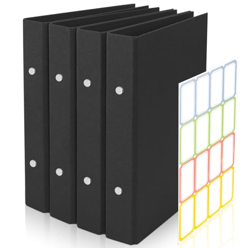 Ringbuch A5 Nachfüllbar Kraftpapier, 4 Stück A5 Ringbuch, Ringordner, mit 2 Ringen zum Hinzufügen von Broschüren-Cover Papiere Lose Blätter, 17.5 x 23.5 cm Ringordner mit 1 Aufkleber Beschriften von VEUWOLM