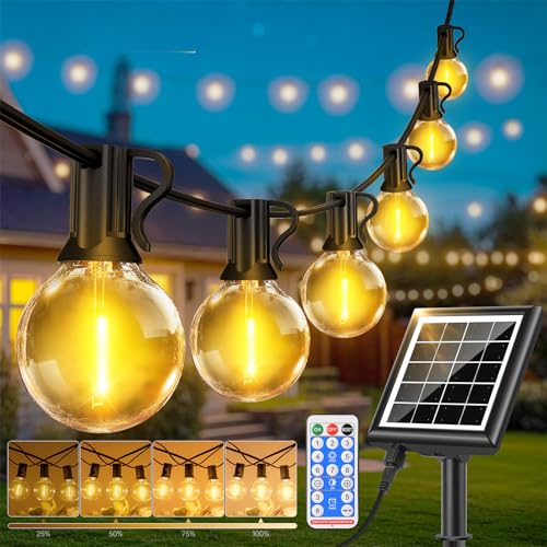 VEVICE Solar Lichterkette Aussen 20M Outdoor Lichterketten 26+2 LED-G40-Glühbirnen Wetterfest Dimmbar Solarlichterkette Außen für Garten Balkon Pavillon Party VEVICE Solar Lichterkette Aussen 20M Outdoor Lichterketten 26+2 LED-G40-Glühbirnen Wetterfest Dimmbar Solarlichterkette Außen für Garten Balkon Pavillon Party von VEVICE