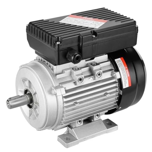 VEVOR 0,55 kW Elektromotor 1400 U/min, AC 220–240 V, 4,5 A, 80, B3-Rahmen, Luftkompressormotor einphasig, 19 mm Keilwelle, Rechts-/Linkslauf für landwirtschaftliche Maschinen und allgemeine Geräte von VEVOR