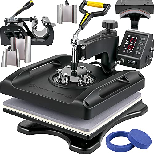VEVOR 1200W Hitzepresse 8 IN 1 T-Shirtpresse, 38 x 38cm Schwarz Transferpresse, Heißpresse T-shirt zum Aufbringen von Buchstaben, Zahlen und Mustern auf Kappen, T-Shirts, Becher, Teller 51 x 40 x 47cm VEVOR 1200W Hitzepresse 8 IN 1 T-Shirtpresse, 38 x 38cm Schwarz Transferpresse, Heißpresse T-shirt zum Aufbringen von Buchstaben, Zahlen und Mustern auf Kappen, T-Shirts, Becher, Teller 51 x 40 x 47cm von VEVOR