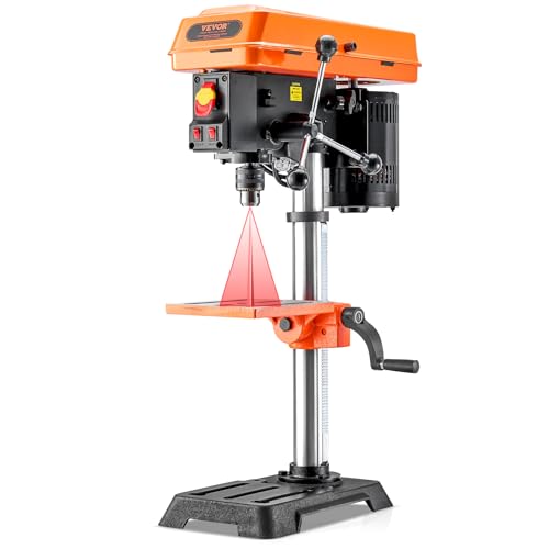 VEVOR 254 mm Tischbohrmaschine, 6,2 A Induktionsmotor, Tischbohrmaschine mit 510/780 / 1300/1820 / 2430 U/min einstellbarer Geschwindigkeit, 0-45° neigbarer Arbeitstisch, LED-Arbeitsleuchte VEVOR 254 mm Tischbohrmaschine, 6,2 A Induktionsmotor, Tischbohrmaschine mit 510/780 / 1300/1820 / 2430 U/min einstellbarer Geschwindigkeit, 0-45° neigbarer Arbeitstisch, LED-Arbeitsleuchte von VEVOR