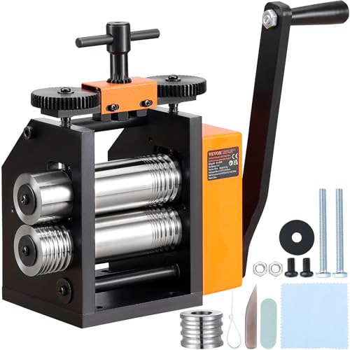VEVOR 3 in 1 Handwalzwerk Maschine 76 mm Kombinationswalzwerk, Manueller Walzwerk Schmuckwalzwerk Einstellbare Dicke 0,1-7 mm, Handwalzwerk Maschine für Gold, K-Gold, Reines Silber, 925er-Silber usw. VEVOR 3 in 1 Handwalzwerk Maschine 76 mm Kombinationswalzwerk, Manueller Walzwerk Schmuckwalzwerk Einstellbare Dicke 0,1-7 mm, Handwalzwerk Maschine für Gold, K-Gold, Reines Silber, 925er-Silber usw. von VEVOR