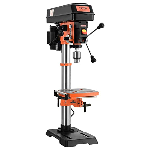 VEVOR 304,8 mm Tischbohrmaschine, 750 W, 440–2580 U/min Tischbohrmaschine mit variabler Geschwindigkeit, mit 0–45° neigbarem Arbeitstisch, LED-Arbeitsleuchte, Röntgenpositionierung, Tischbohrmaschine von VEVOR