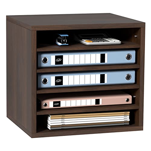 VEVOR 355 x 305 x 330 mm Briefablage Schreibtisch Organizer, 2,3–5,6 cm Einstellbar A4 Stapelbar Quer, Papierablage, Aufbewahrung Schreibtisch Ablagesystem Organisation, Ablage (Braun, 5 Fächer) von VEVOR
