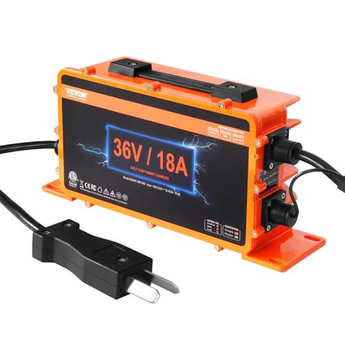 VEVOR 36-Volt-Golfwagen-Batterieladegerät, 18 Ampere, intelligentes Club-Car-Ladegerät mit Crowfoot-Stecker, kompatibel mit Blei-Säure-AGM/Gel/EFB MF NMC LiFePO4-Batterien für Club Car EZGO VEVOR 36-Volt-Golfwagen-Batterieladegerät, 18 Ampere, intelligentes Club-Car-Ladegerät mit Crowfoot-Stecker, kompatibel mit Blei-Säure-AGM/Gel/EFB MF NMC LiFePO4-Batterien für Club Car EZGO von VEVOR