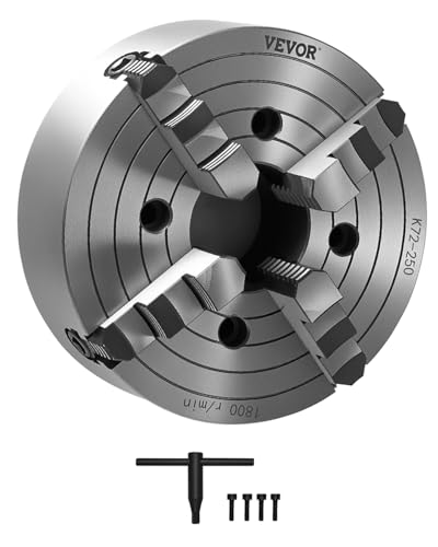 VEVOR 4-Backen-Drehfutter, 250 mm, Spannfutter, 15-250 mm Spannbereich mit T-Schlüssel-Befestigungsschrauben, umkehrbare Backen, HT300-Material, für Holz-Metall-Drehmaschine VEVOR 4-Backen-Drehfutter, 250 mm, Spannfutter, 15-250 mm Spannbereich mit T-Schlüssel-Befestigungsschrauben, umkehrbare Backen, HT300-Material, für Holz-Metall-Drehmaschine von VEVOR