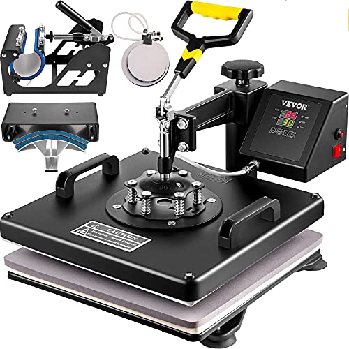 VEVOR 5 in 1 Heißpresse Heat Press für Textil Transferpresse Textilpresse mit Plattenpresse von 38 x 38 cm, Textildruckpresse von 1000 w, Geeignet für Hüte, Mützen, T-Shirts, Tassen VEVOR 5 in 1 Heißpresse Heat Press für Textil Transferpresse Textilpresse mit Plattenpresse von 38 x 38 cm, Textildruckpresse von 1000 w, Geeignet für Hüte, Mützen, T-Shirts, Tassen von VEVOR