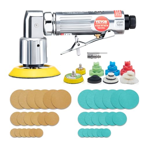 VEVOR 58er-Set Druckluftschleifer 15.000 U/min Winkelschleifer 3 CFM Stabschleifer 90 PSI (6,2 bar) Mini Poliermaschine Schaumstoffpolster (2,5/5/7,6 cm) Ideal für Eisen Holz Kunststoff Metall Marmor von VEVOR