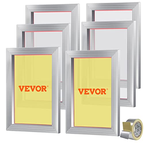 VEVOR 6 Stk. Aluminiumlegierung Siebrahmen Siebdruckpresse 25,4 x 35,6 cm, Siebdruckmaschine Zubehör 156 Mesh, Säureresistenz & nicht Verformbar für Kissenbezügen, Stoffen, Papier, Kopierpapier usw. von VEVOR