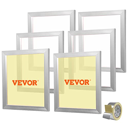 VEVOR 6 Stk. Aluminiumlegierung Siebrahmen Siebdruckpresse 45,7 x 50,8 cm, Siebdruckmaschine Zubehör 160 Mesh, Säureresistenz & nicht Verformbar für Kissenbezügen, Stoffen, Papier, Kopierpapier usw. von VEVOR