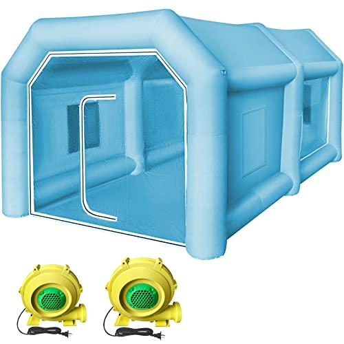 VEVOR Aufblasbares Spritzkabinenzelt nach Maß, Aufblasbares Lackierkabinenzelt 750 W + 350 W Auto Lackierkabine Arbeitsplatz 210D Oxford-Gewebe mit 2 Gebläsen 4 x 2,5 x 2,2 m Blau Autoparkgarage von VEVOR