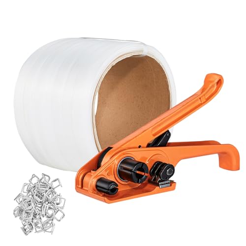 VEVOR Banding Umreifungsset mit Umreifungsspanner, 100 m Länge, gewebtes Umreifungsband, 100 Metalldichtungen, Umreifungsset für Palettenverpackungen, Umreifungsband zum Verpacken VEVOR Banding Umreifungsset mit Umreifungsspanner, 100 m Länge, gewebtes Umreifungsband, 100 Metalldichtungen, Umreifungsset für Palettenverpackungen, Umreifungsband zum Verpacken von VEVOR
