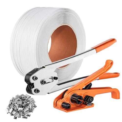 VEVOR Banding-Umreifungsset mit Umreifungsspanner, Banding Sealer Tool, 100 m langes PP-Band, 100 Metalldichtungen, Palettenverpackungsband-Banding-Set, Banding-Verpackungsband zum Verpacken VEVOR Banding-Umreifungsset mit Umreifungsspanner, Banding Sealer Tool, 100 m langes PP-Band, 100 Metalldichtungen, Palettenverpackungsband-Banding-Set, Banding-Verpackungsband zum Verpacken von VEVOR