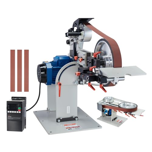 VEVOR Bandschleifmaschine, 72 x 2 Zoll Bandpolierer mit variabler Geschwindigkeit und VFD, 1500 W Messerschärfer mit 3 Schleifformen und 3 Schleifbändern für die Metallbearbeitung VEVOR Bandschleifmaschine, 72 x 2 Zoll Bandpolierer mit variabler Geschwindigkeit und VFD, 1500 W Messerschärfer mit 3 Schleifformen und 3 Schleifbändern für die Metallbearbeitung von VEVOR