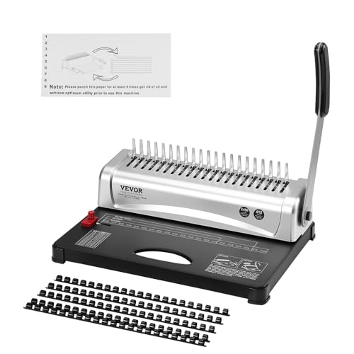 VEVOR Bindemaschine, Kammbindemaschine 21-Loch-Bindung 450 Blatt, Buchbindemaschine mit 100 Stück 3/8 Zoll Kammbinderücken, für Briefgröße, A4, A5 VEVOR Bindemaschine, Kammbindemaschine 21-Loch-Bindung 450 Blatt, Buchbindemaschine mit 100 Stück 3/8 Zoll Kammbinderücken, für Briefgröße, A4, A5 von VEVOR