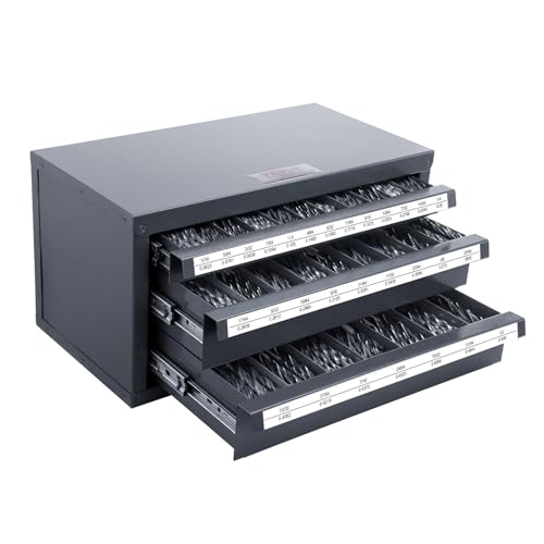 VEVOR Bohrer-Spender-Schrank Mit Drei Schubladen für 1/16 Bis 1/2 Zoll, Stahl-Organizer Mit Etiketten, Stapelbar für Aufbewahrung VEVOR Bohrer-Spender-Schrank Mit Drei Schubladen für 1/16 Bis 1/2 Zoll, Stahl-Organizer Mit Etiketten, Stapelbar für Aufbewahrung von VEVOR