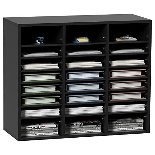 VEVOR Briefablage Schreibtisch Organizer 997 x 305 x 680 mm, 2,3–5,6 cm Einstellbar A4 Stapelbar Quer, Papierablage, Aufbewahrung Schreibtisch Ablagesystem Organisation, Ablage (Schwarz, 3 x 8 Fächer) von VEVOR