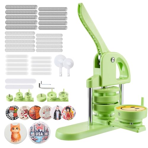 VEVOR Buttonmaschine Knopfmachermaschine Badge Punch Press 32/58 mm rund, Pinmaker mit 200 Knopfteilen & Kreisschneider & Zauberbuch & verstärkter ergonomischer Griff, DIY Badge Press Machine grün VEVOR Buttonmaschine Knopfmachermaschine Badge Punch Press 32/58 mm rund, Pinmaker mit 200 Knopfteilen & Kreisschneider & Zauberbuch & verstärkter ergonomischer Griff, DIY Badge Press Machine grün von VEVOR