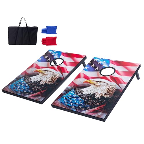 VEVOR Cornhole Spiel Set (920 x 600 x 241 mm) Cornhole-Spielbretter, tragbares Wurfbrett aus MDF-Holz, Cornhole-Spiel für Erwachsene, inkl. 8 Sitzsäcken & Tragetasche, für Garten Hinterhof Strand von VEVOR