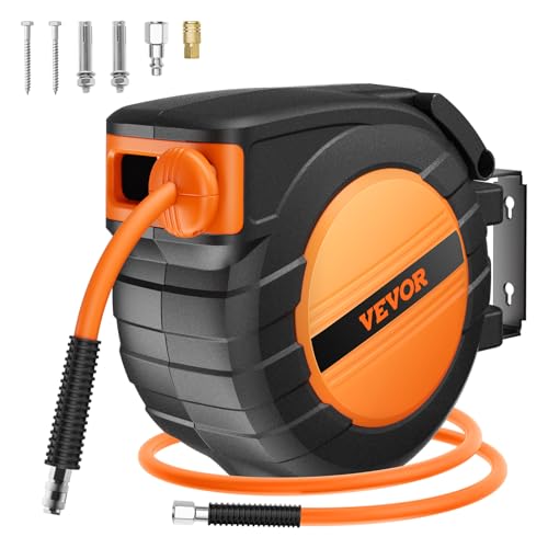 VEVOR Druckluft Schlauchtrommel, 9,52 mm x 15,24 m Luftschlauch, max. 300 PSI, Schlauchaufroller mit automatischem Aufrollen, Decken-/Wandmontage, geschlossene PP-Rolle & 180°-Schwenkhalterung VEVOR Druckluft Schlauchtrommel, 9,52 mm x 15,24 m Luftschlauch, max. 300 PSI, Schlauchaufroller mit automatischem Aufrollen, Decken-/Wandmontage, geschlossene PP-Rolle & 180°-Schwenkhalterung von VEVOR