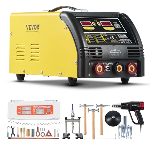 VEVOR Dual Ausbeulspotter Deluxe AL/Fe Dellenreparatur-Set, 5-kW-Schweißgerät mit automatischem/manuellem Schweißen & 10 Modi, Punktschweißgerät für die Reparatur von Autoteilen aus Stahl & Aluminium von VEVOR