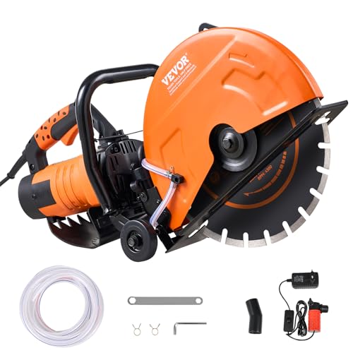 VEVOR Elektrische Betonsäge, 356 mm, Hochleistungs-Kreissäge 2800 W, Schnitttiefe 127 mm, Nass-/Trocken-Scheibensäge mit Wasserrohr, Wasserpumpe, Sägeblatt, für Stein und Ziegel VEVOR Elektrische Betonsäge, 356 mm, Hochleistungs-Kreissäge 2800 W, Schnitttiefe 127 mm, Nass-/Trocken-Scheibensäge mit Wasserrohr, Wasserpumpe, Sägeblatt, für Stein und Ziegel von VEVOR