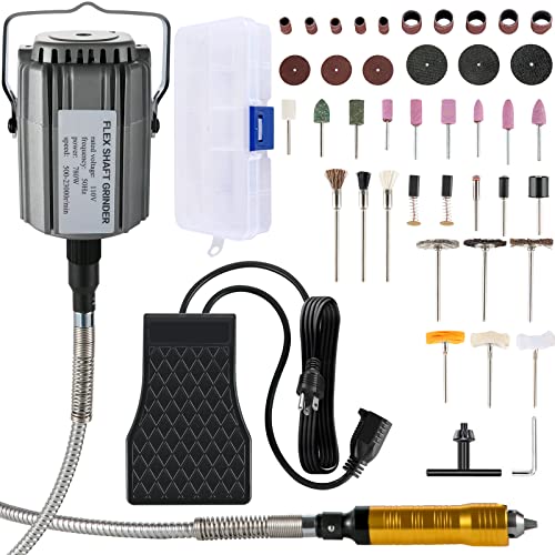 VEVOR Elektrische Drehwerkzeug Flex Shaft Wellen Aufhängung 780 W Schnellschleif Gerät biegsamer Welle, Hängemühle Wellenlänge 100cm, Fußpedal-Steuerung 500-23000U/min, Dreibackenfutt, 45 Stk. Zubehör VEVOR Elektrische Drehwerkzeug Flex Shaft Wellen Aufhängung 780 W Schnellschleif Gerät biegsamer Welle, Hängemühle Wellenlänge 100cm, Fußpedal-Steuerung 500-23000U/min, Dreibackenfutt, 45 Stk. Zubehör von VEVOR