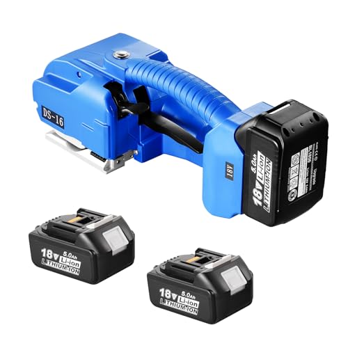 VEVOR Elektrische Umreifungsmaschine, für 0,89 bis 1,6 cm PP-/PET-Bänder, Handumreifungsgerät mit Digitalanzeige, 2 x 5000 mAh batteriebetriebenes Umreifungsgerät für Verpackungskartonpaletten von VEVOR