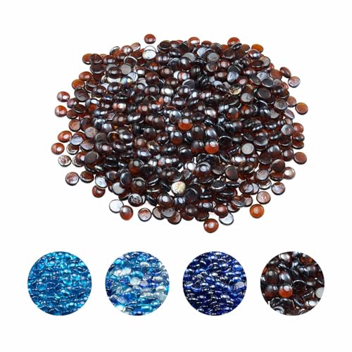 VEVOR Feuerglas, 4,5 kg hochtemperaturbeständige Glassteine, 19 mm Feuerstellen-Glasperlen, Feuerstelle Glasfelsen, rauchfreies Kaminglas, Feuerkristall, Feuerperlen, für Kamin Bernsteinfarbe von VEVOR