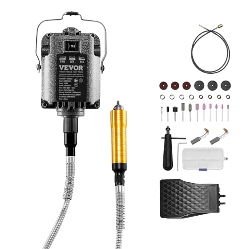 VEVOR Flexwellen-Schleifgerät, 1000 W, 30.000 U/min, Rotationswerkzeug, multifunktionale Hängeschleifmaschine mit 31-teiligem Zubehör und Fußpedal zum Schnitzen, Polieren, Bohren und Polieren VEVOR Flexwellen-Schleifgerät, 1000 W, 30.000 U/min, Rotationswerkzeug, multifunktionale Hängeschleifmaschine mit 31-teiligem Zubehör und Fußpedal zum Schnitzen, Polieren, Bohren und Polieren von VEVOR