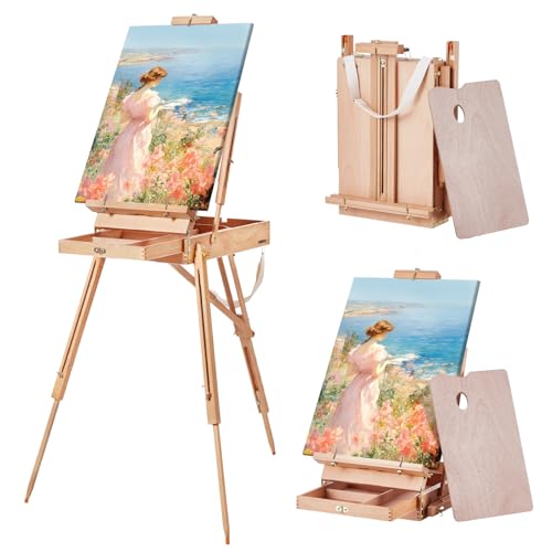 VEVOR Französische Staffelei hält Leinwand bis 86,36 cm, faltbare Skizzenkastenstaffelei aus Buchenholz mit Schublade & Palette & Riemen, Winkel & Höhe verstellbar, tragbare Kunstmalstaffelei VEVOR Französische Staffelei hält Leinwand bis 86,36 cm, faltbare Skizzenkastenstaffelei aus Buchenholz mit Schublade & Palette & Riemen, Winkel & Höhe verstellbar, tragbare Kunstmalstaffelei von VEVOR