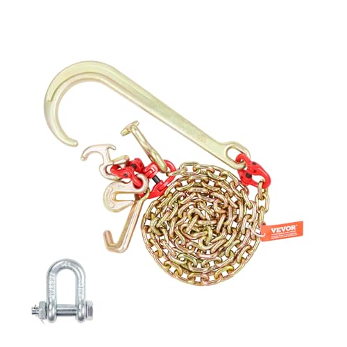 VEVOR G80 Abschleppkette, 8 mm x 180 cm Stahlkette mit J-/R-/T-Haken und Greifhaken, Schwerlast-Transportschleppkette mit 2448 kg sicherer Arbeitslast zum Heben, Laden, Abschleppen und Festbinden VEVOR G80 Abschleppkette, 8 mm x 180 cm Stahlkette mit J-/R-/T-Haken und Greifhaken, Schwerlast-Transportschleppkette mit 2448 kg sicherer Arbeitslast zum Heben, Laden, Abschleppen und Festbinden von VEVOR