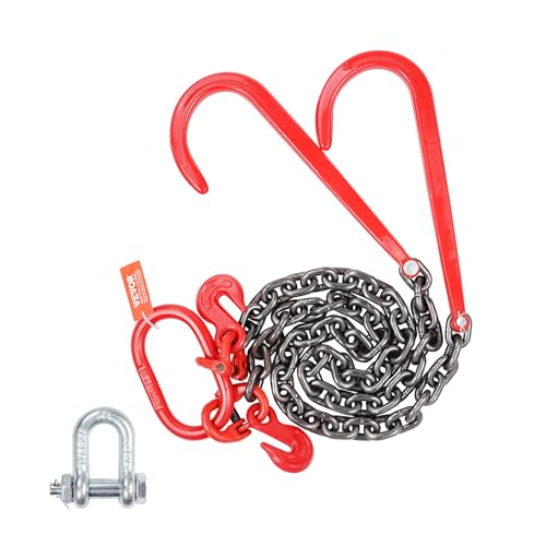 VEVOR G80 Abschleppkette,10 mm x 90 cm Stahlkette mit J-Haken und Greifhaken, Schwerlast-Transportschleppkette mit 7074 kg sicherer Arbeitslast zum Heben, Laden, Abschleppen und Festbinden VEVOR G80 Abschleppkette,10 mm x 90 cm Stahlkette mit J-Haken und Greifhaken, Schwerlast-Transportschleppkette mit 7074 kg sicherer Arbeitslast zum Heben, Laden, Abschleppen und Festbinden von VEVOR