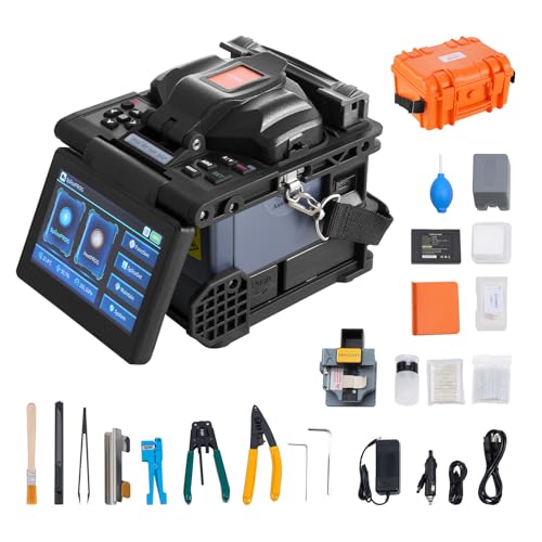 VEVOR Glasfaser-Spleißgerät mit 6 Motoren, Kernausrichtung, 6 s Spleißen & 13 s Aufheizen, Glasfaser-Spleißgerät mit 5-Zoll-LCD-Bildschirm, 3-in-1-Faserhalter, 7800 mAh Akku für SM MM DS NZDS-Faser VEVOR Glasfaser-Spleißgerät mit 6 Motoren, Kernausrichtung, 6 s Spleißen & 13 s Aufheizen, Glasfaser-Spleißgerät mit 5-Zoll-LCD-Bildschirm, 3-in-1-Faserhalter, 7800 mAh Akku für SM MM DS NZDS-Faser von VEVOR